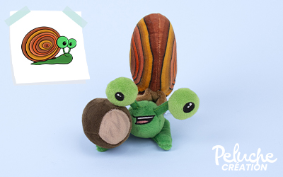 escargot en peluche réalisée sur mesure