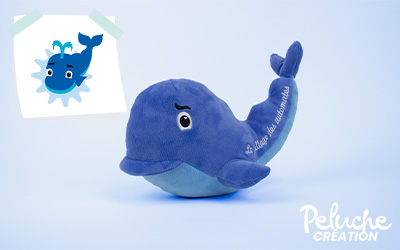 Réalisation de la baleine en peluche sur-mesure du Village des Automates